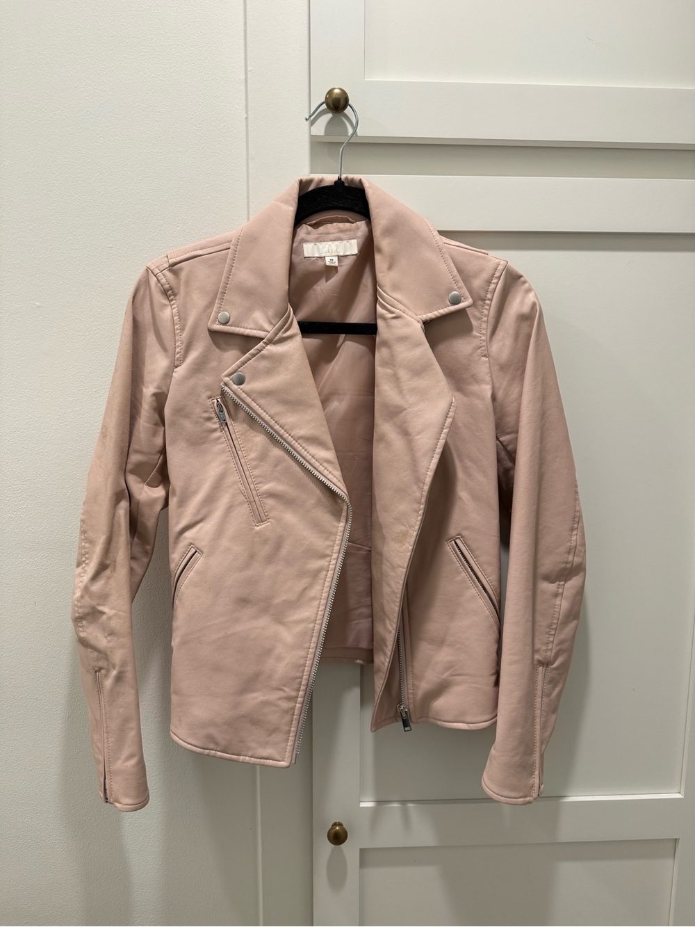 Uniqlo Blush Pink Moto Faux Leather Jacket